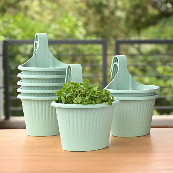 Earth-Friendly Planters Ecosling 10 Inch set of 8 | Bamboo Based Pots and Planters