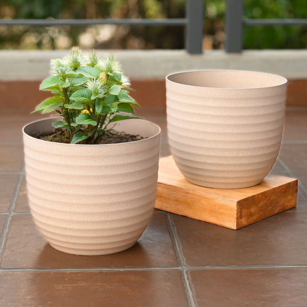 Earth-Friendly Verona Planters 9 Inch set of 2 | Bamboo Based Pots and Planters