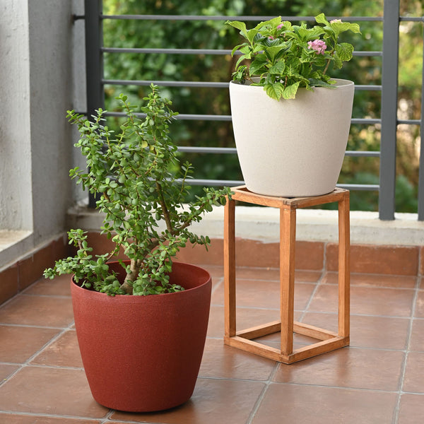 Earth Friendly Deco Wheeled Planters 12 Inch set of 2 | Self Watering