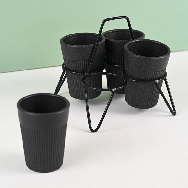 Statement Chai Cups With Stand 120 ml | Set of 4