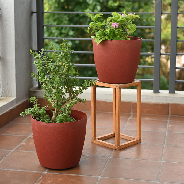 Earth Friendly Deco Wheeled Planters 12 Inch set of 2 | Self Watering
