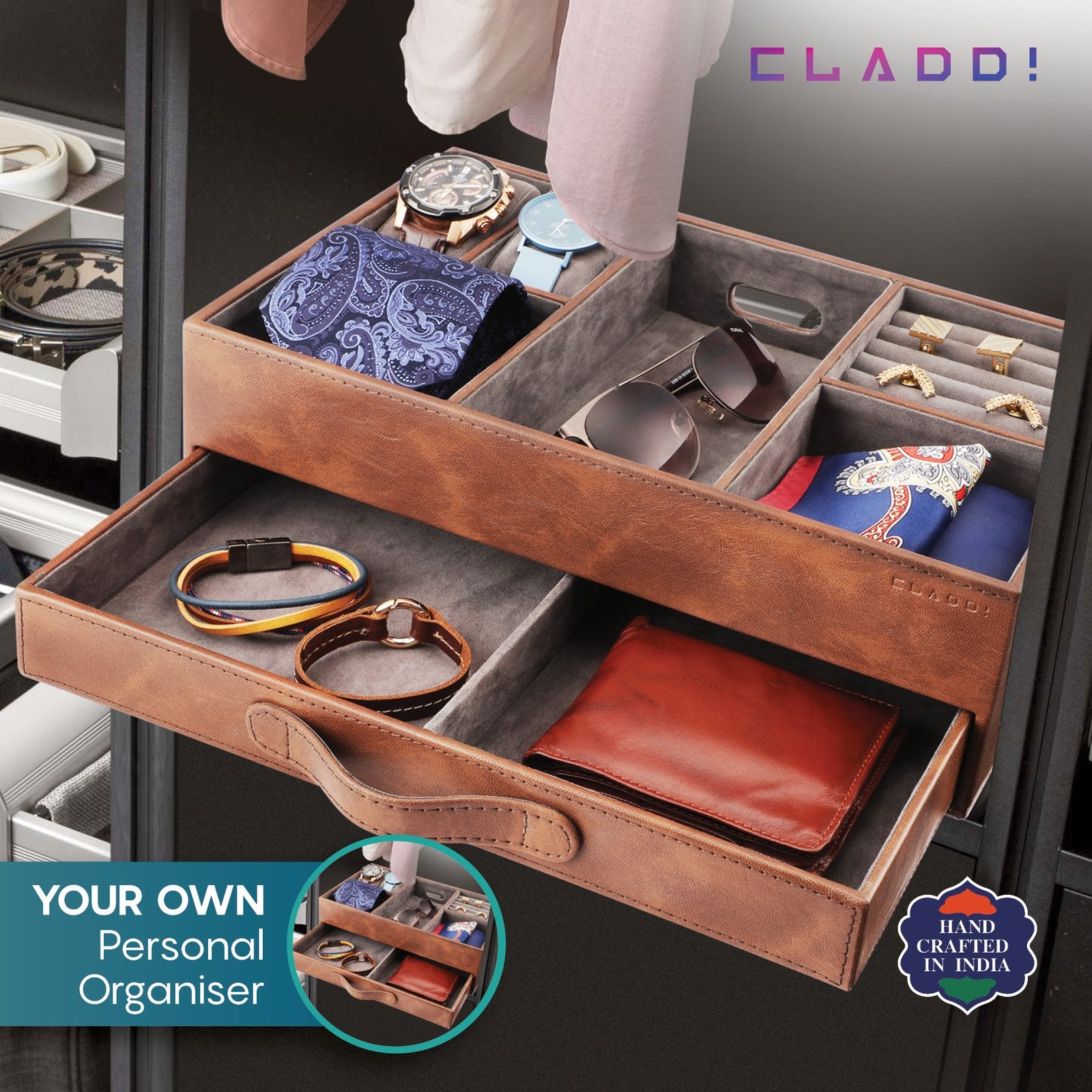 2-in-1 Leather Organiser With Drawer