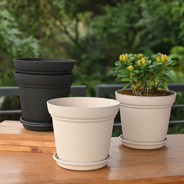 Earth-Friendly Planters Aura 8 Inch set of 4 | Bamboo Based Pots and Planters