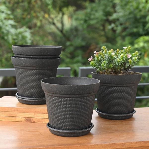 Earth-Friendly Planters Aura 8 Inch set of 4 | Bamboo Based Pots and Planters