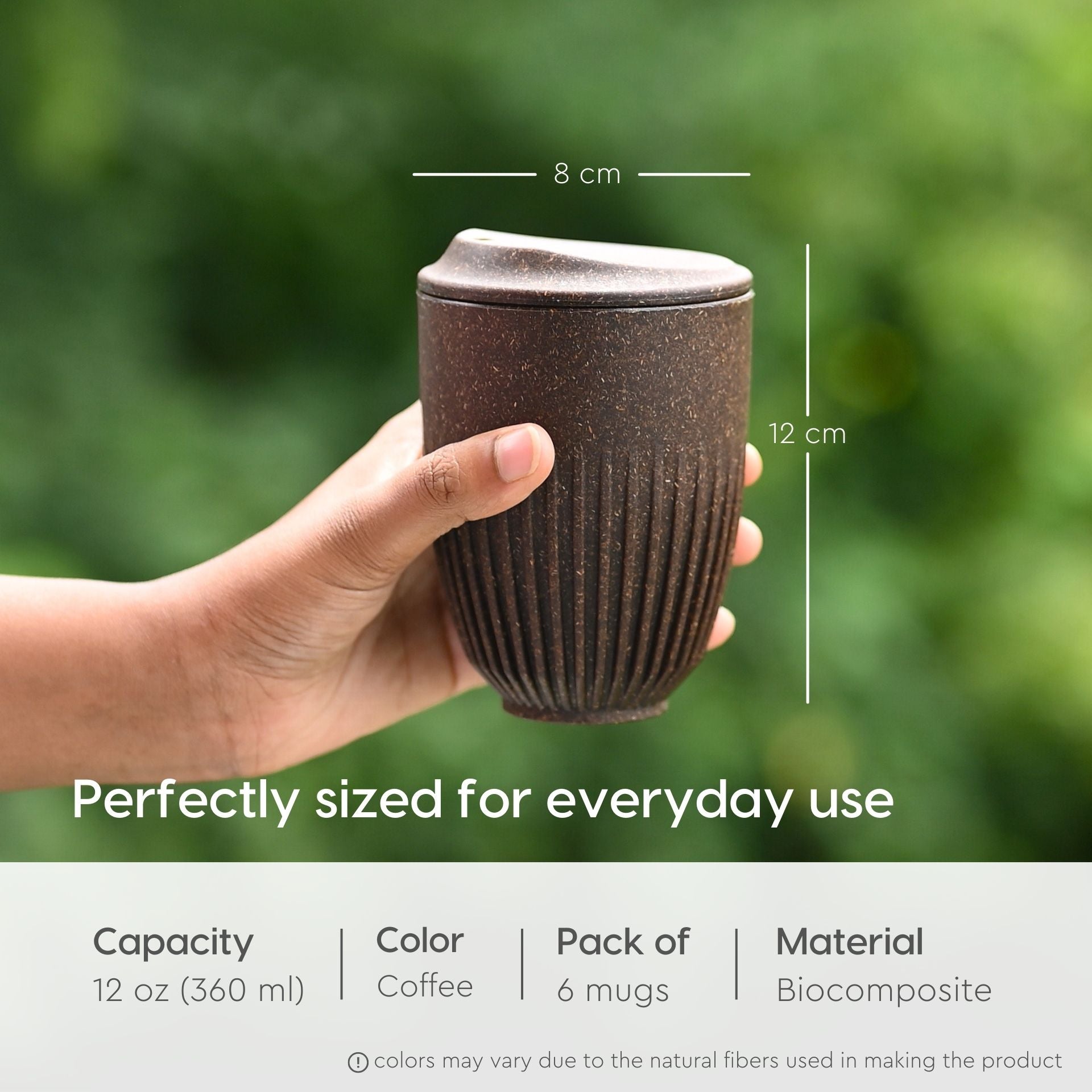 Retro Coffee Mug with Lid – Set of 6 | 350 ml