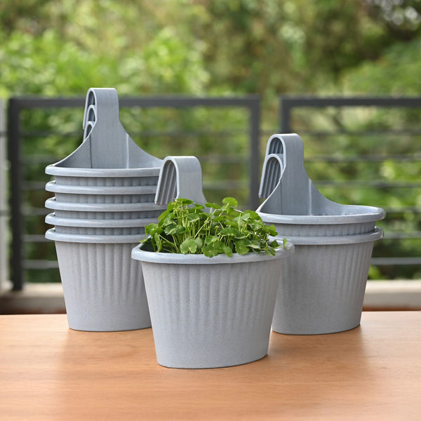 Earth-Friendly Planters Ecosling 10 Inch set of 8 | Bamboo Based Pots and Planters