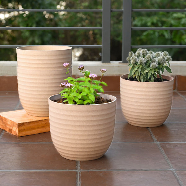 Earth-Friendly Planters Verona 9 Inch set of 4 | Bamboo Based Pots and Planters