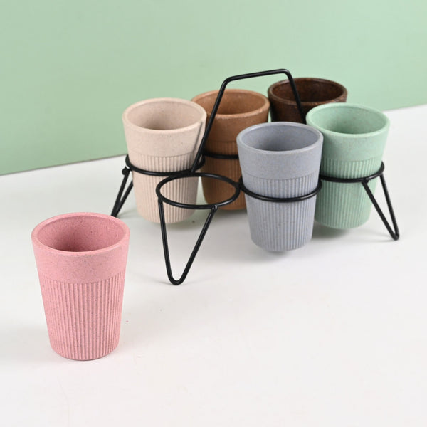 Statement Chai Cups With Stand 120 ml | Set of 6