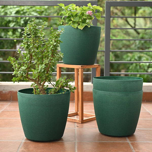 Earth-Friendly Deco Wheeled Planters 12 Inch set of 4 | Self Watering