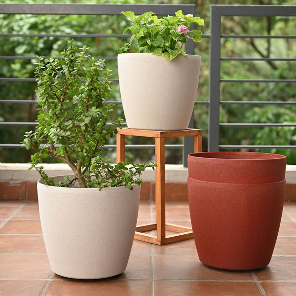 Earth-Friendly Deco Wheeled Planters 12 Inch set of 4 | Self Watering