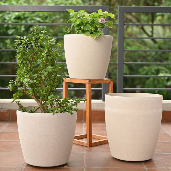 Earth-Friendly Deco Wheeled Planters 12 Inch set of 4 | Self Watering