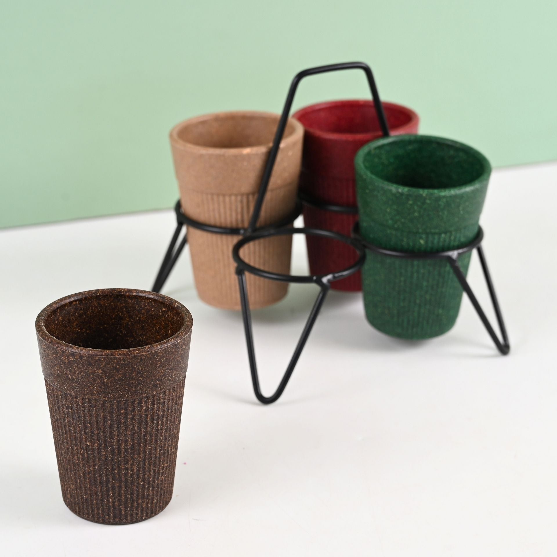 Statement Chai Cups With Stand 120 ml | Set of 4