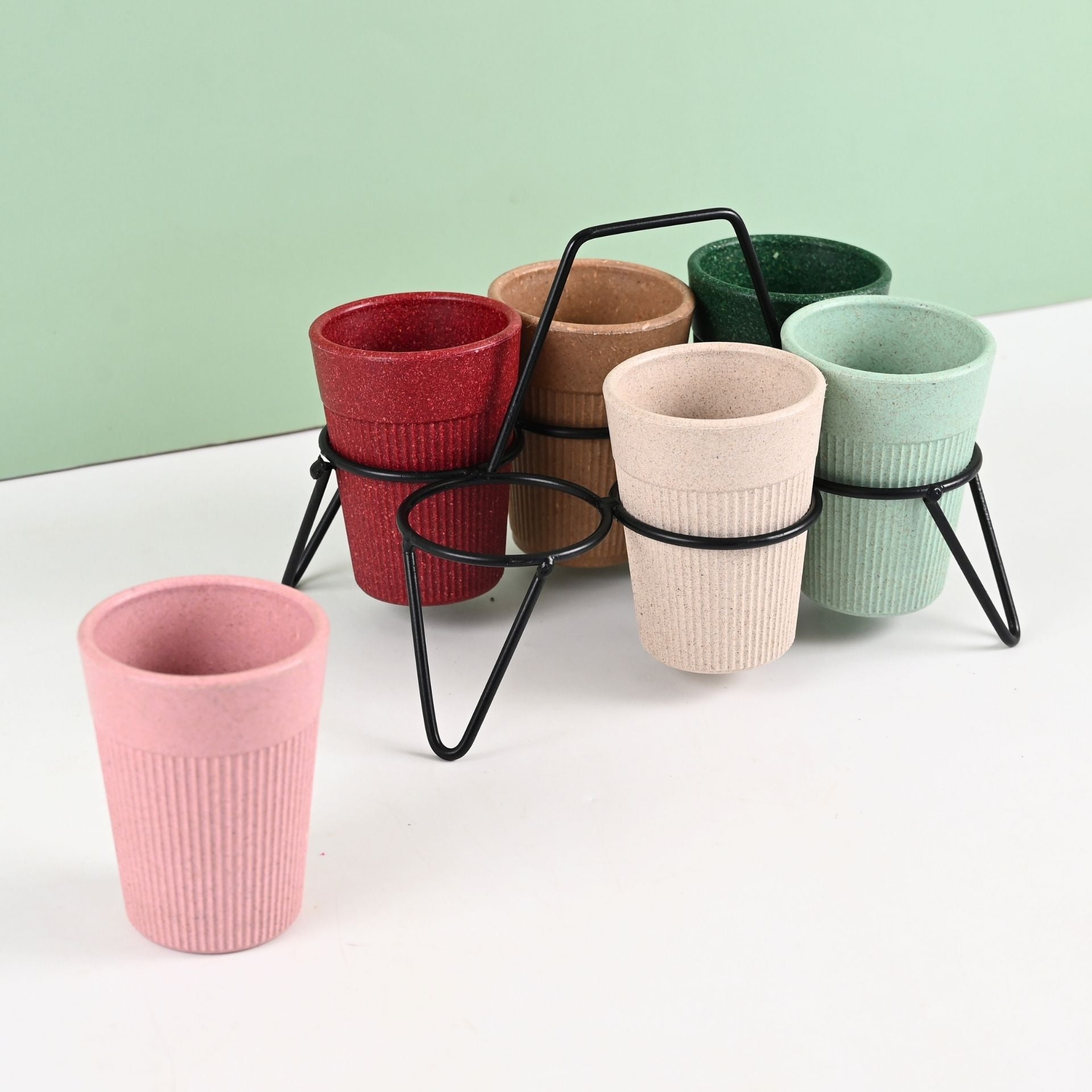 Statement Chai Cups With Stand 120 ml | Set of 6