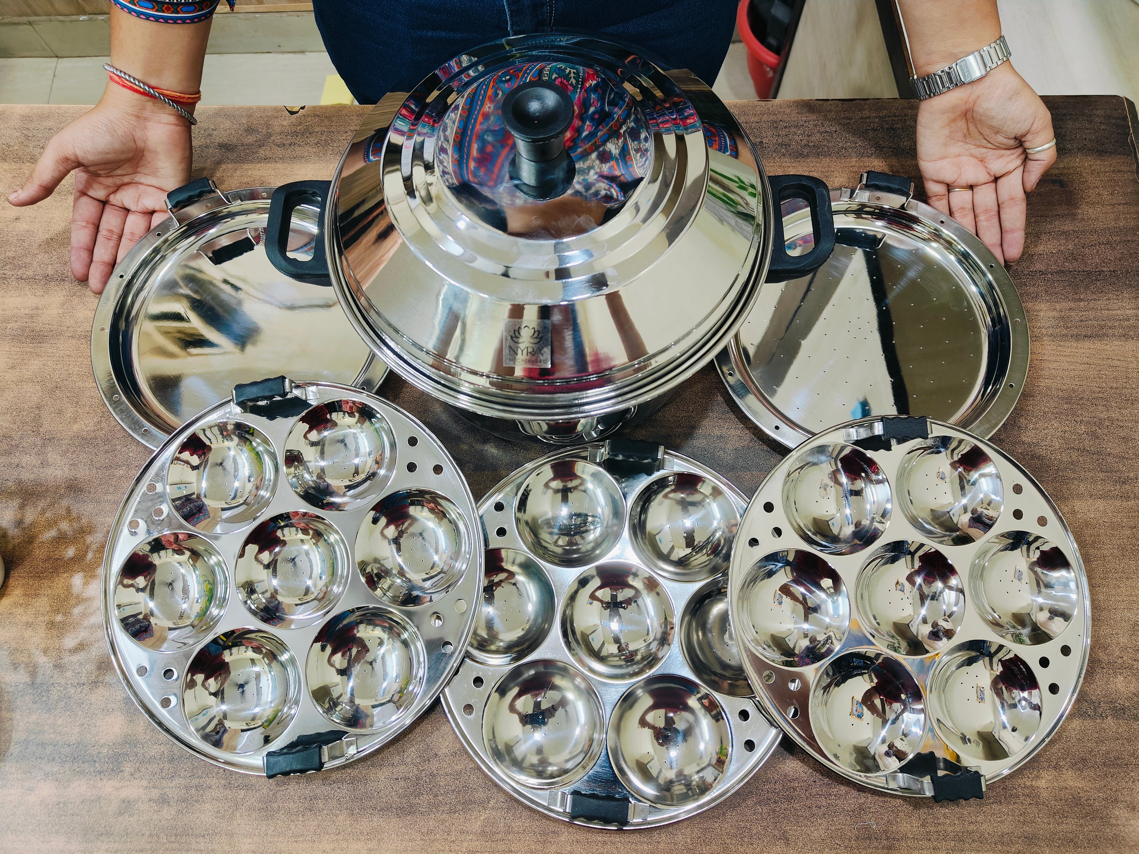  Stainless Steel Multi-Idli Cooker Pot with Stackable Idli Plates