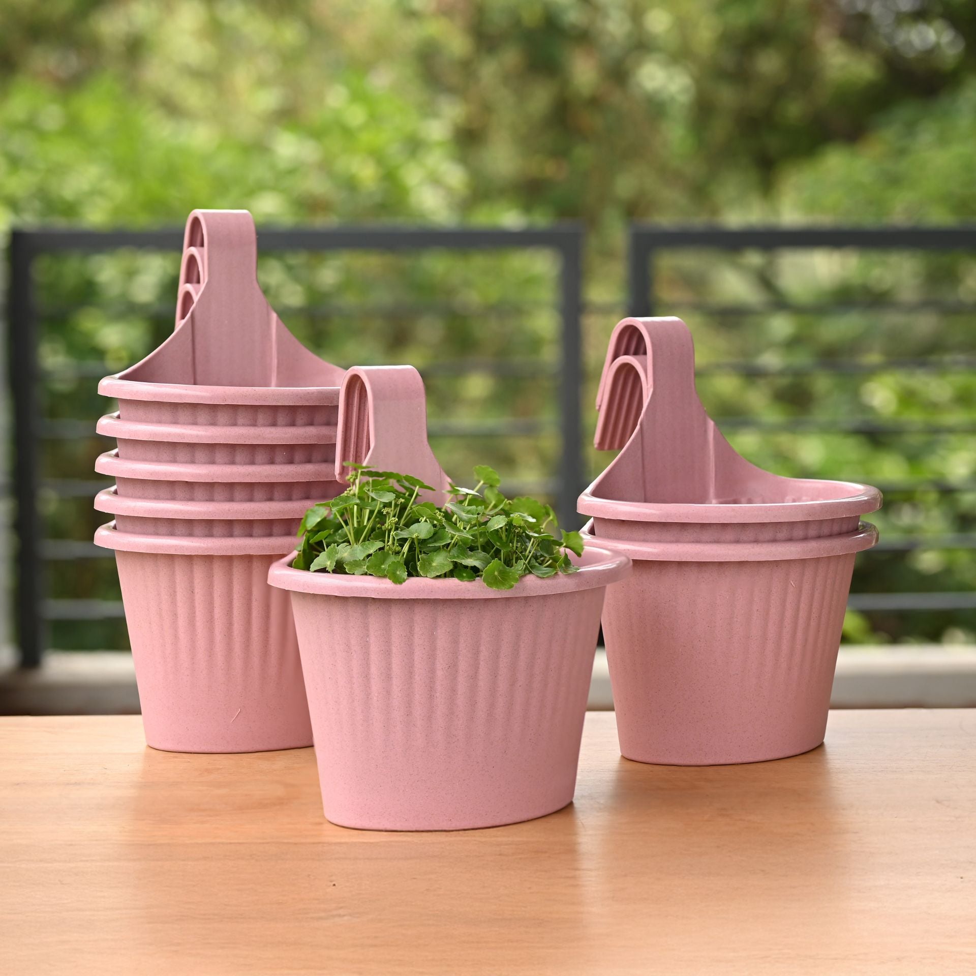 Earth-Friendly Planters Ecosling 10 Inch set of 8 | Bamboo Based Pots and Planters