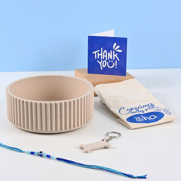 Earth Friendly Ecocog Dog Food Bowl with Rakhi | Set of 1, 750 ml