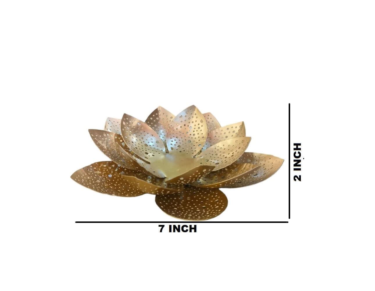 Lotus -3 Layer Flower Candle Holder – Matte Gold ( 8×2 inches )