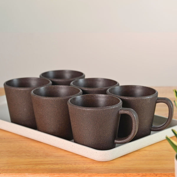 Earth friendly Majestic Mug 375 ml set of 6 | Eha Unbreakable mugs Made with Rice Husk & Bamboo Fibers