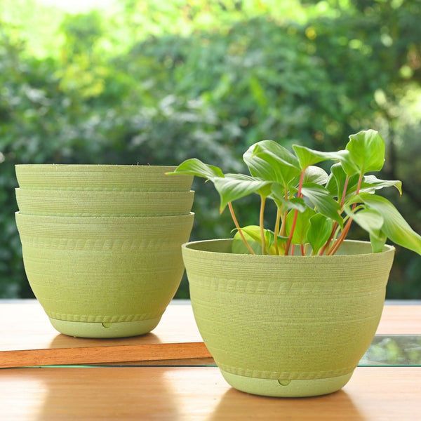 Earth-Friendly 8 inch Ripple Pots & Planters | Set of 4