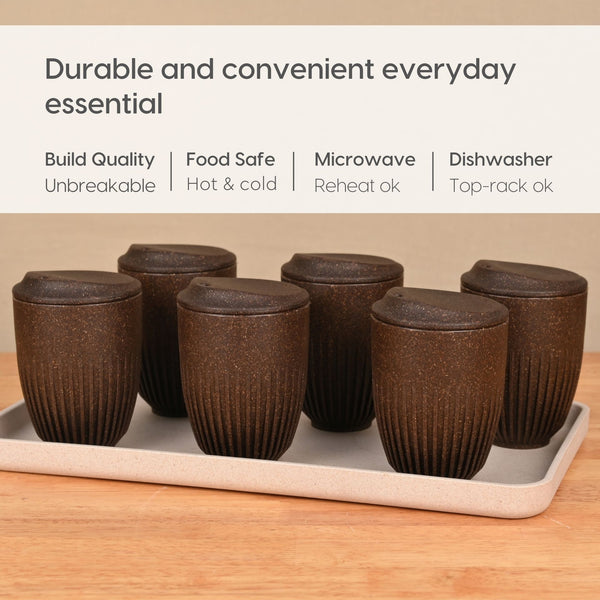 Retro Coffee Mug with Lid – Set of 6 | 350 ml