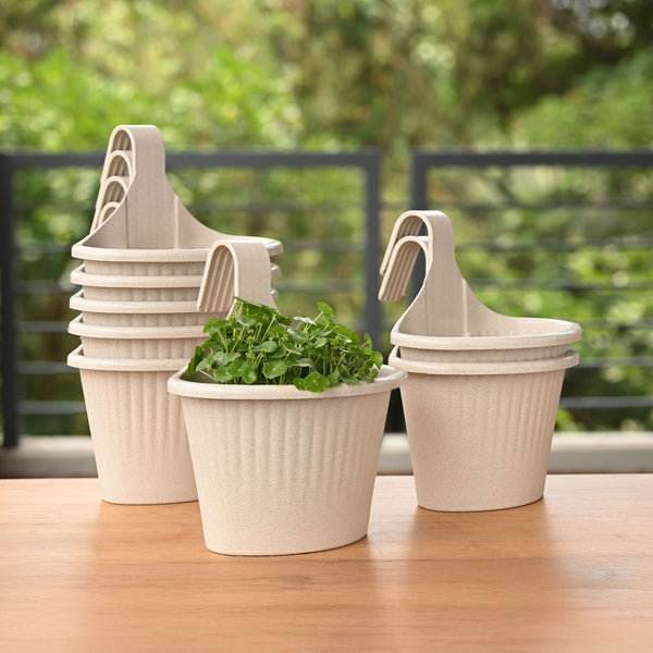 Earth-Friendly Planters Ecosling 10 Inch set of 8 | Bamboo Based Pots and Planters