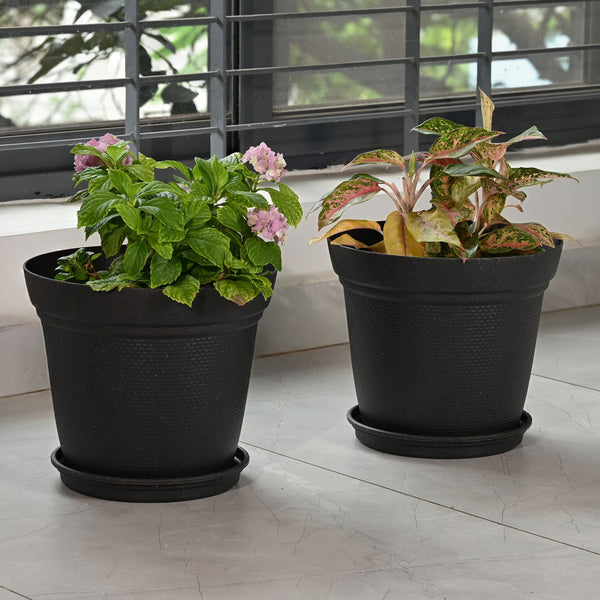 Earth-Friendly Planters Aura 12 Inch set of 2 | Bamboo Based Pots and Planters