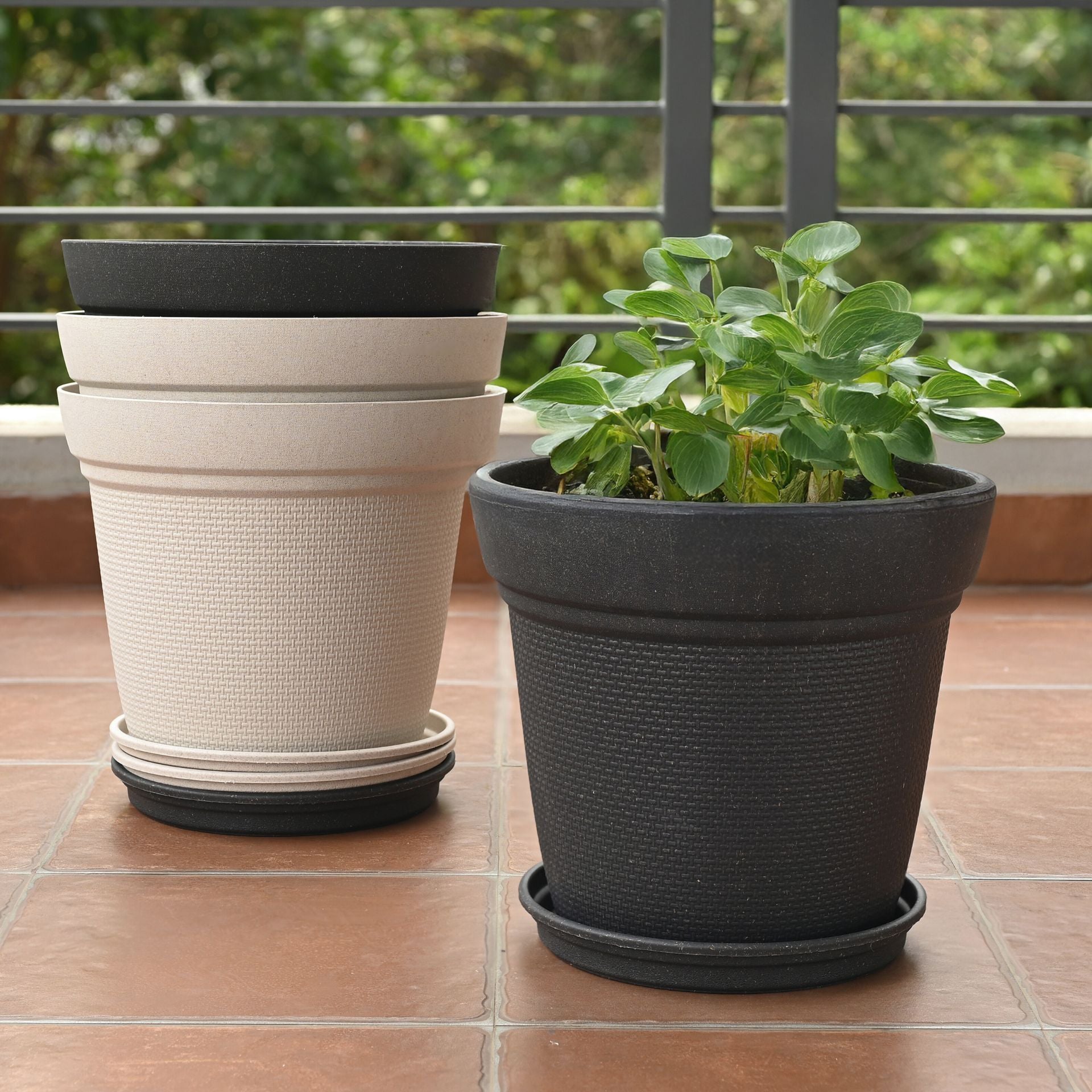 Earth-Friendly Planters Aura 12 Inch set of 4 | Bamboo Based Pots and Planters