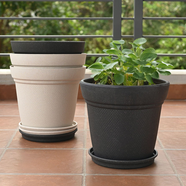 Earth-Friendly Planters Aura 12 Inch set of 4 | Bamboo Based Pots and Planters