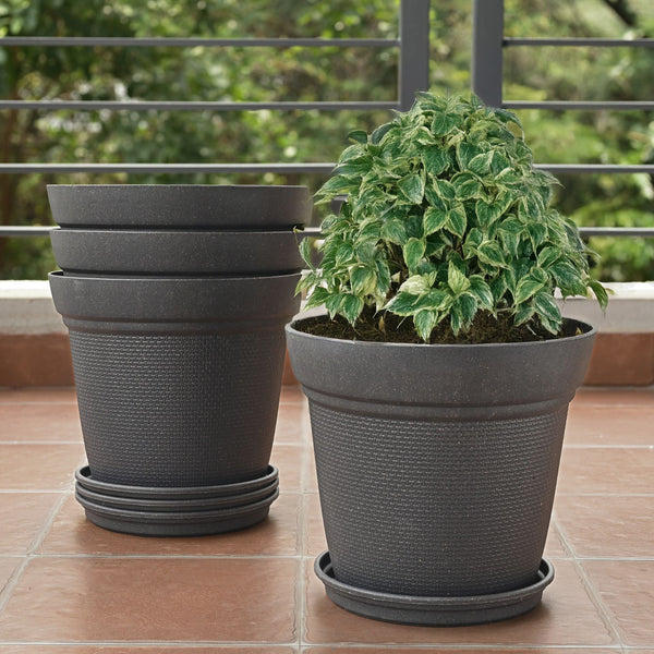 Earth-Friendly Planters Aura 12 Inch set of 4 | Bamboo Based Pots and Planters