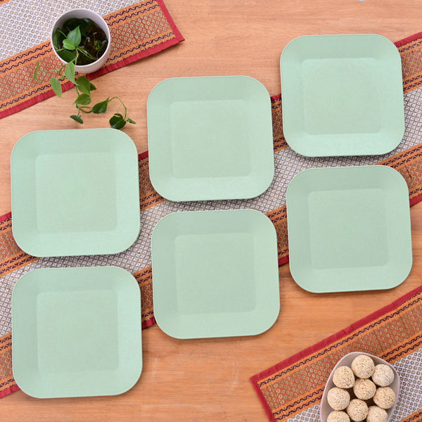 Picnic Plate 9 inch set of 6 | Earth friendly Unbreakable Plates Made with Bamboo Fibers & Rice Husk Fiber