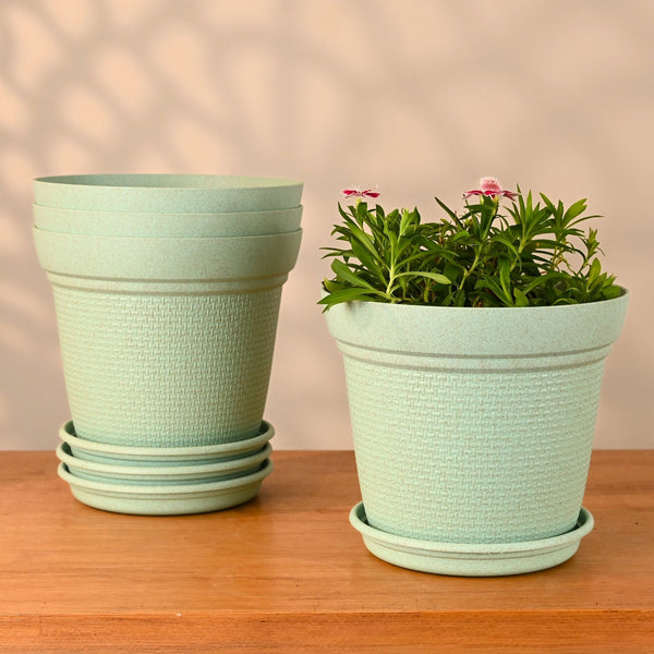 Earth-Friendly Planters Aura 8 Inch set of 4 | Bamboo Based Pots and Planters