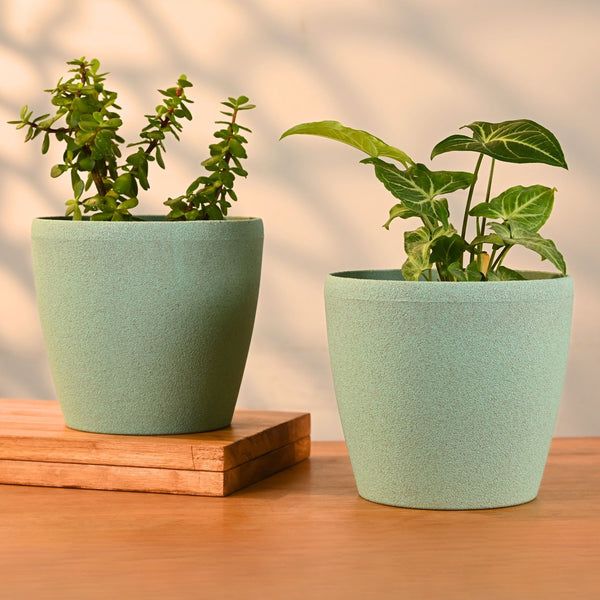 Earth-Friendly Deco Planters 7 Inch set of 2 | Bamboo Based Pots and Planters