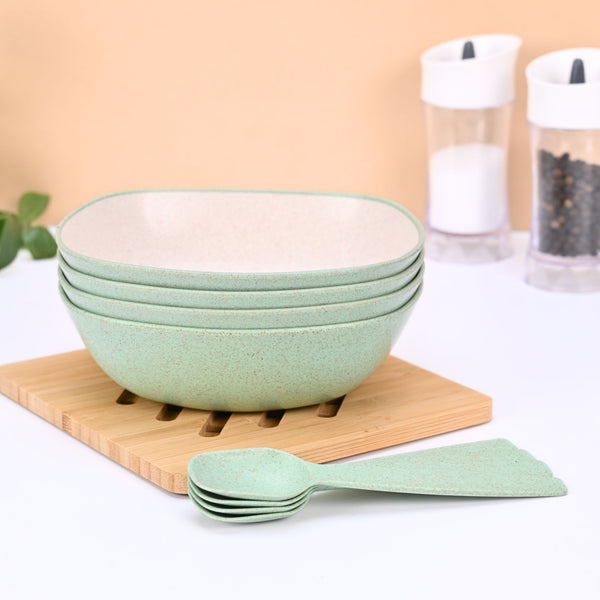 Pasta Bowl 750 ml set of 4 | Earth friendly Unbreakable bowls with Spoon