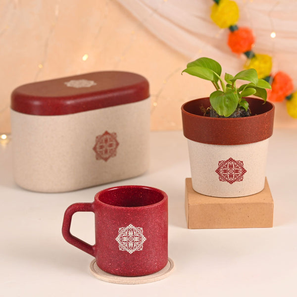 Earth Friendly Gifts | Mandala Printed Mug and Planter
