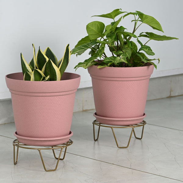 Earth-Friendly Aura 10 Inch pots with Stand | Set of 2