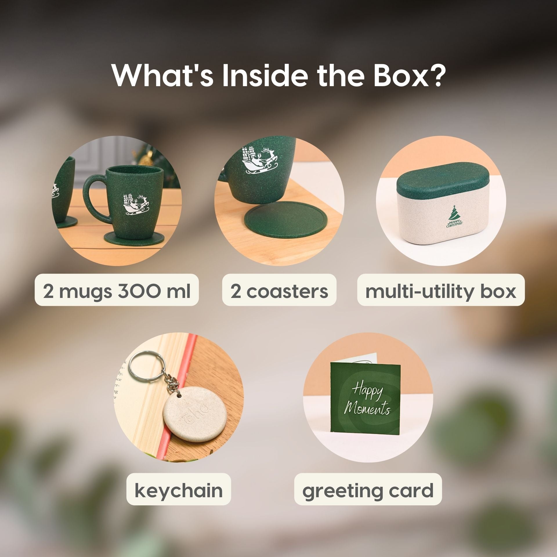 Earth Friendly Christmas Gifts For Family & Friends | Printed Mug and Coasters Set of 2