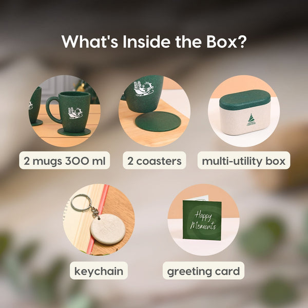 Earth Friendly Christmas Gifts For Family & Friends | Printed Mug and Coasters Set of 2