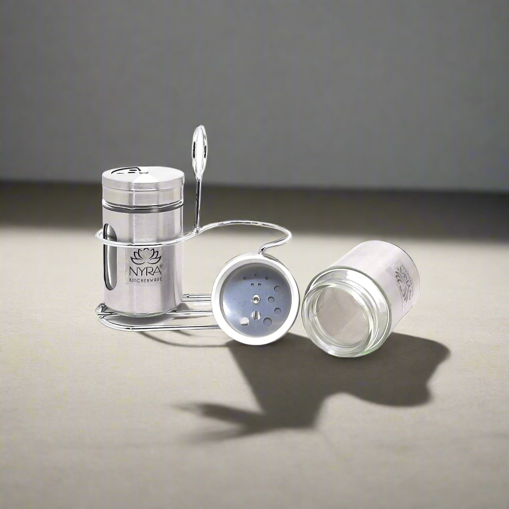 Stainless Steel and Glass Salt & Pepper Sprinkler