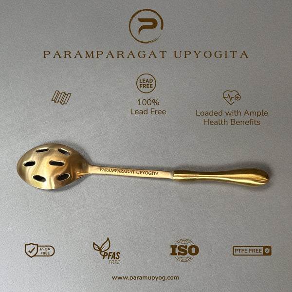 Paramparagat  Upyogita Chaitanya  Brass Serving Spoon Slotted