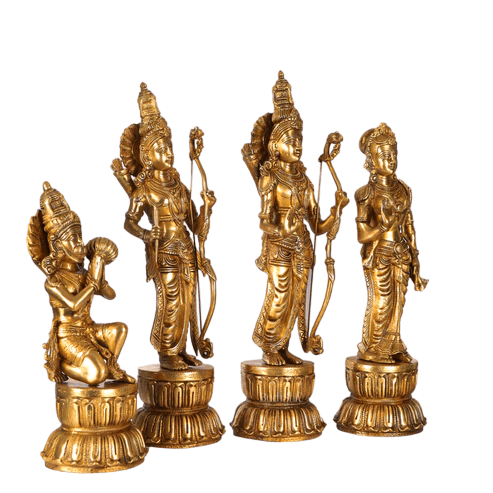 Veľmi obrovská a ťažká mosadzná socha Ram Darbar Murti Rama Sita Lakshman Hanuman