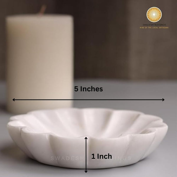 Handcrafted Marble Jewelry Tray, Decorative Trinket Dish for Rings Earrings Necklace Bracelet, Key Bowl, Ideal Gift for Mother Sister Daughter Friends, Birthday Wedding Christmas 5 inches