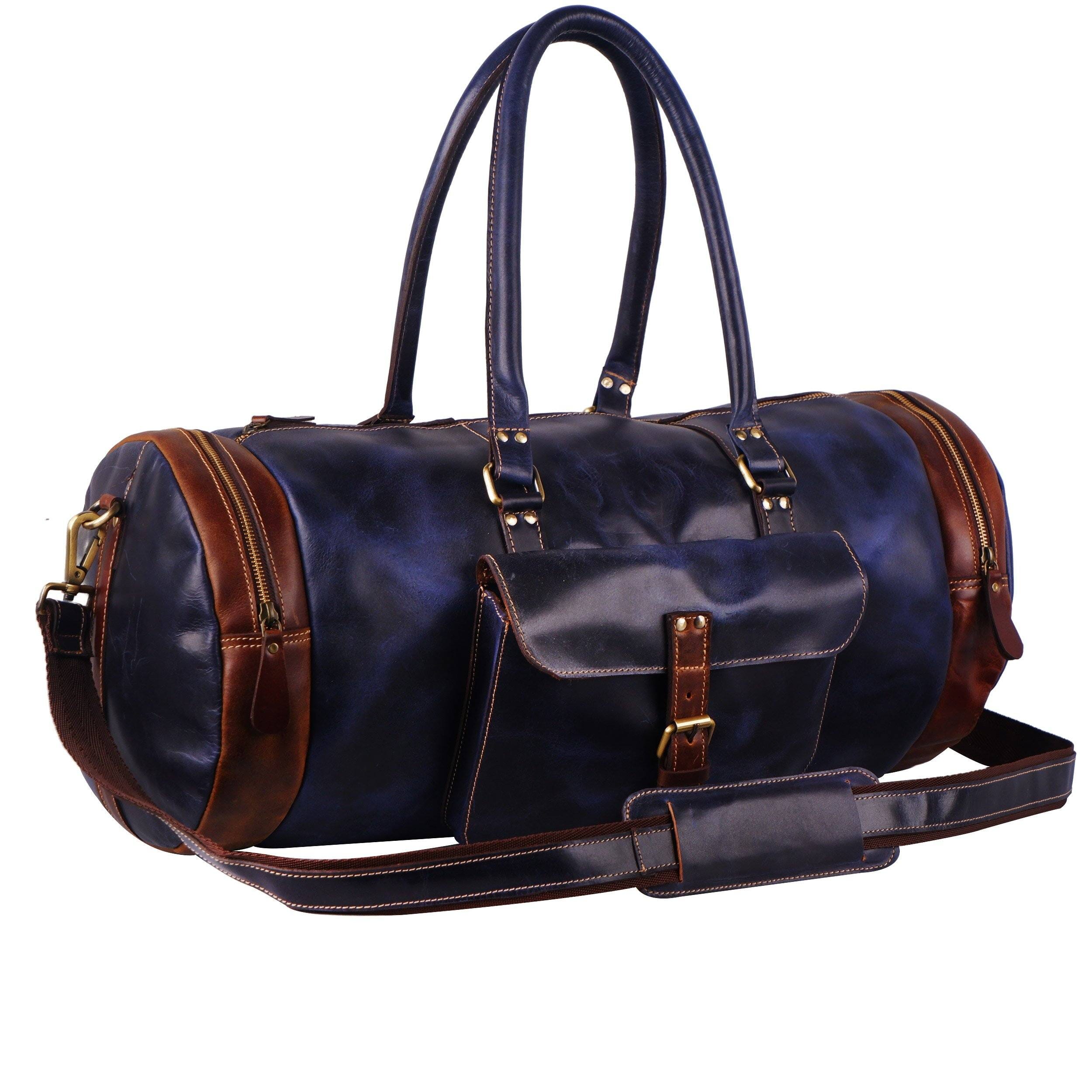 Blue Round Duffel Classy Leather Bags Bags