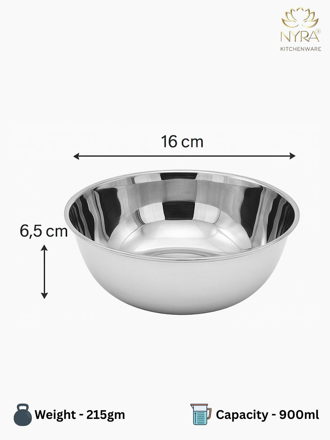Dimensions of Stainless Steel Round Mixing & Serving Bowl