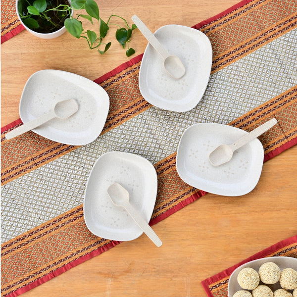 Mini snack plates 6 inch set of 4 | Earth friendly Unbreakable Plates with Spoon