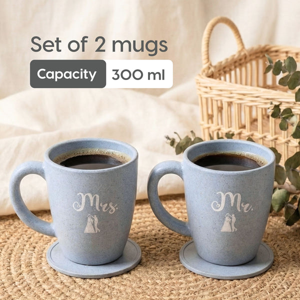Earth Friendly Mr & Mrs Coffee Mugs For Couple | 300 ml