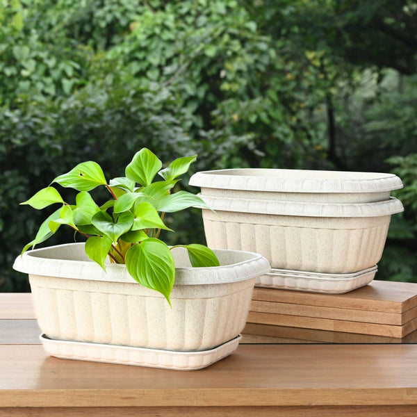Earth Friendly Growlite 13 inch Pots for Plants with Tray | Pack of 3