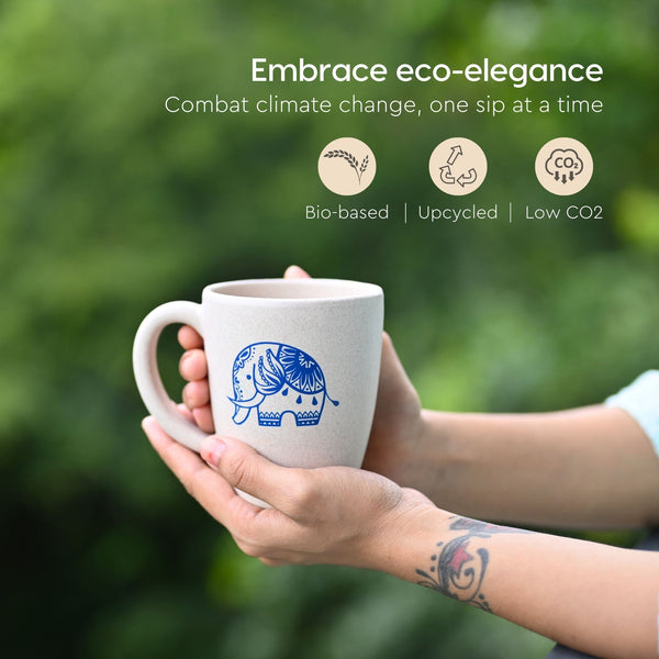 Eha Earth Friendly Diwali Gift Hampers | Elephant Printed Mug, Coaster, Key Chain, Candle, Gift Bag, Card