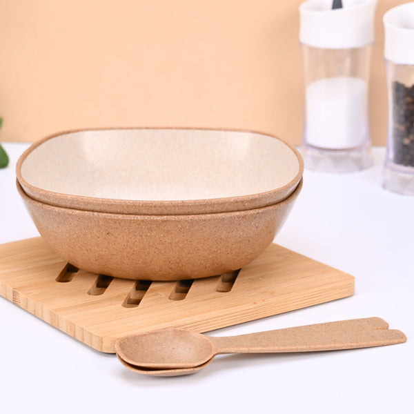 Pasta Bowl 750 ml set of 2 | Earth friendly Unbreakable bowls with Spoon