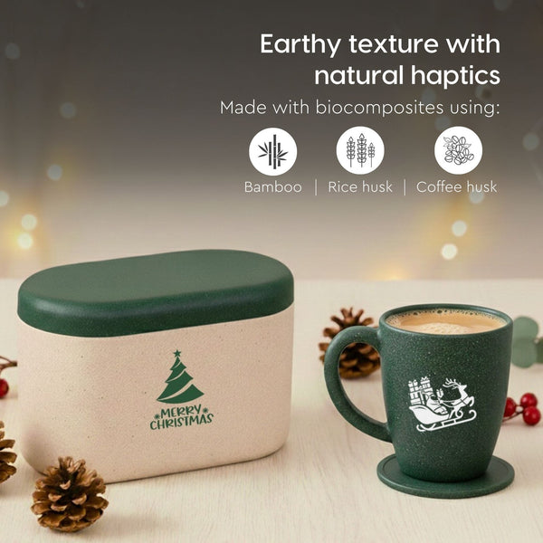 Earth Friendly Christmas Gifts For Family & Friends | Printed Mug and Coasters Set of 2