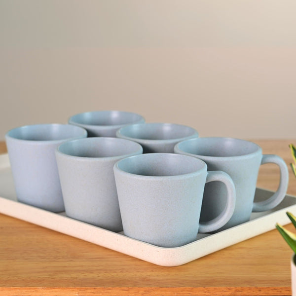 Earth friendly Majestic Mug 375 ml set of 6 | Eha Unbreakable mugs Made with Rice Husk & Bamboo Fibers